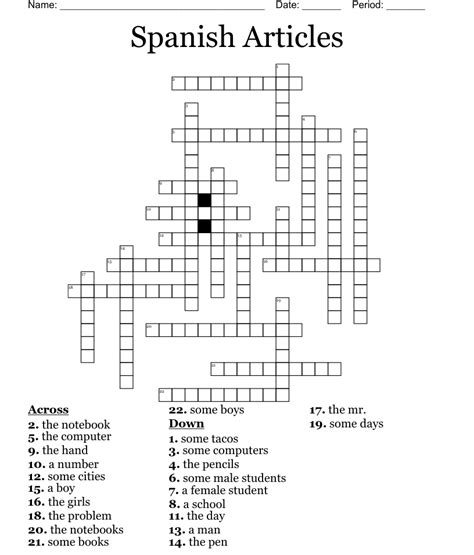 Spanish article crossword. Things To Know About Spanish article crossword. 